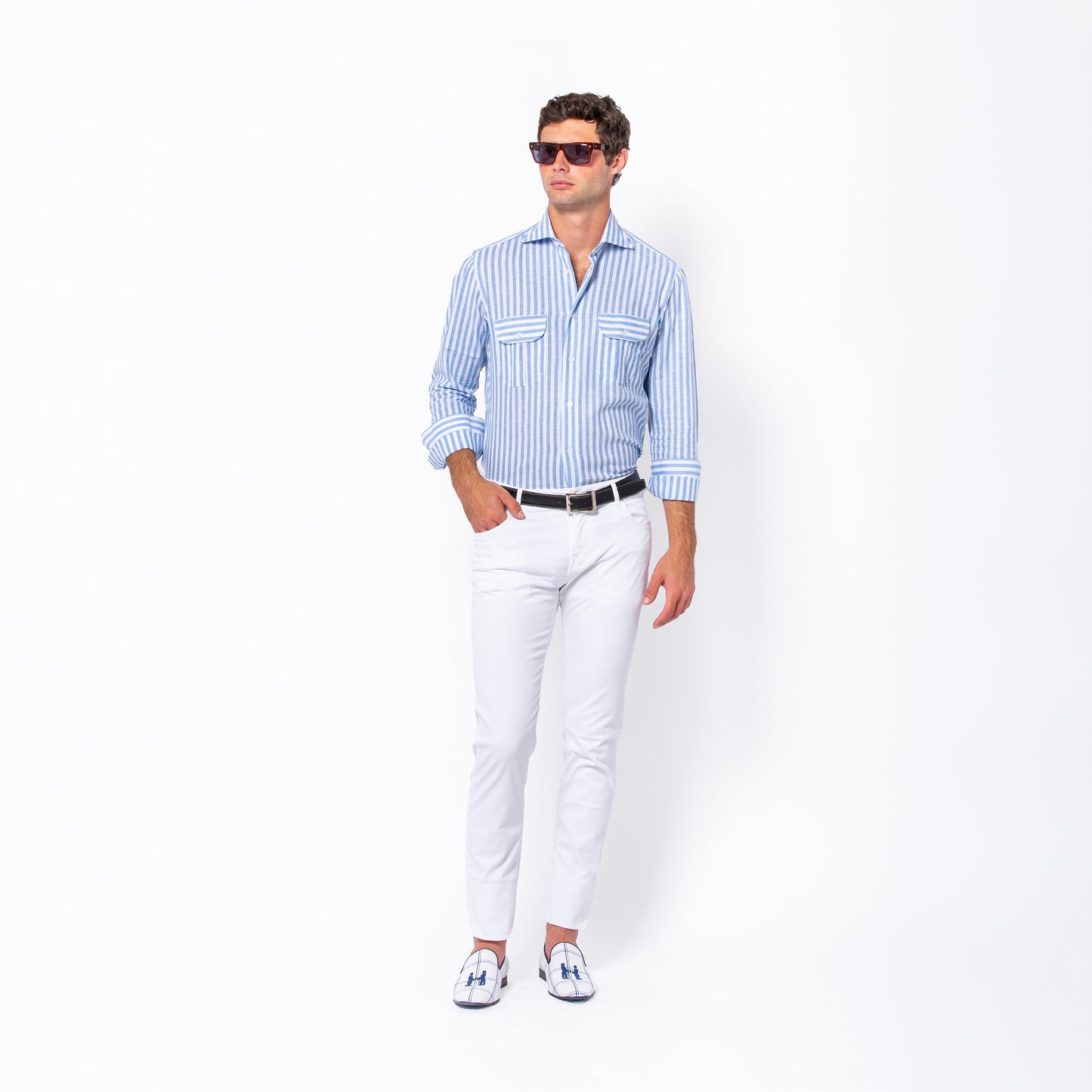 Blue Awning Stripe Work Shirt