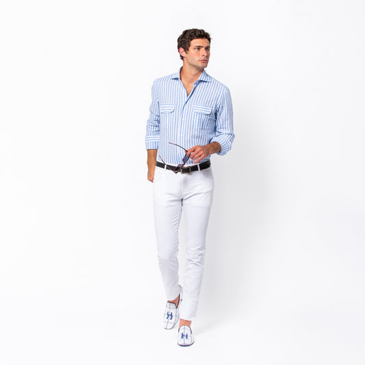 Blue Awning Stripe Work Shirt