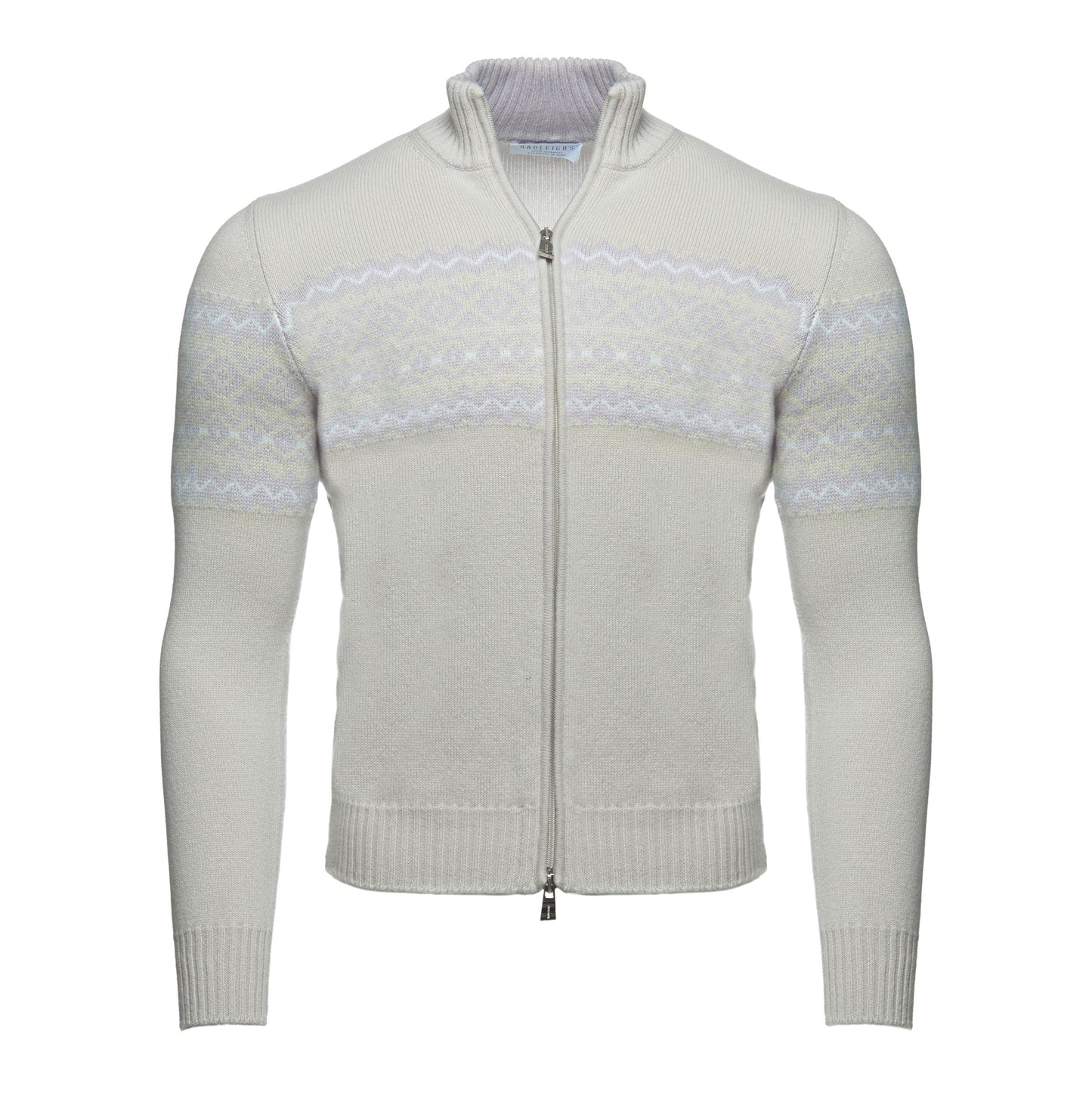 Full Zip Cash Fairisle Cardigan Tan