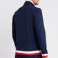 Egerton Stripe Rib Navy Zip-Thru Funnel Neck Cotton Sweatshirt