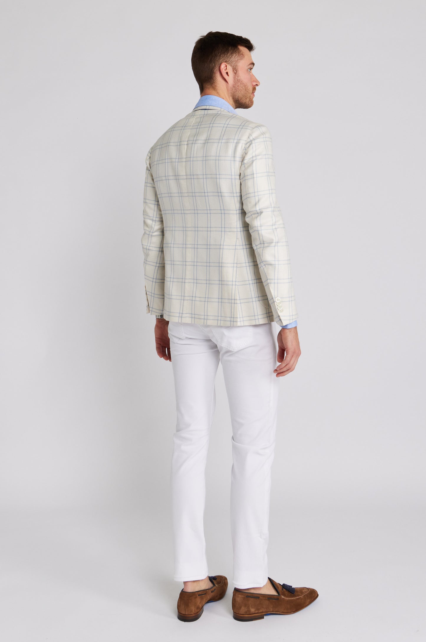Ivory/ Blue Plaid James Jacket