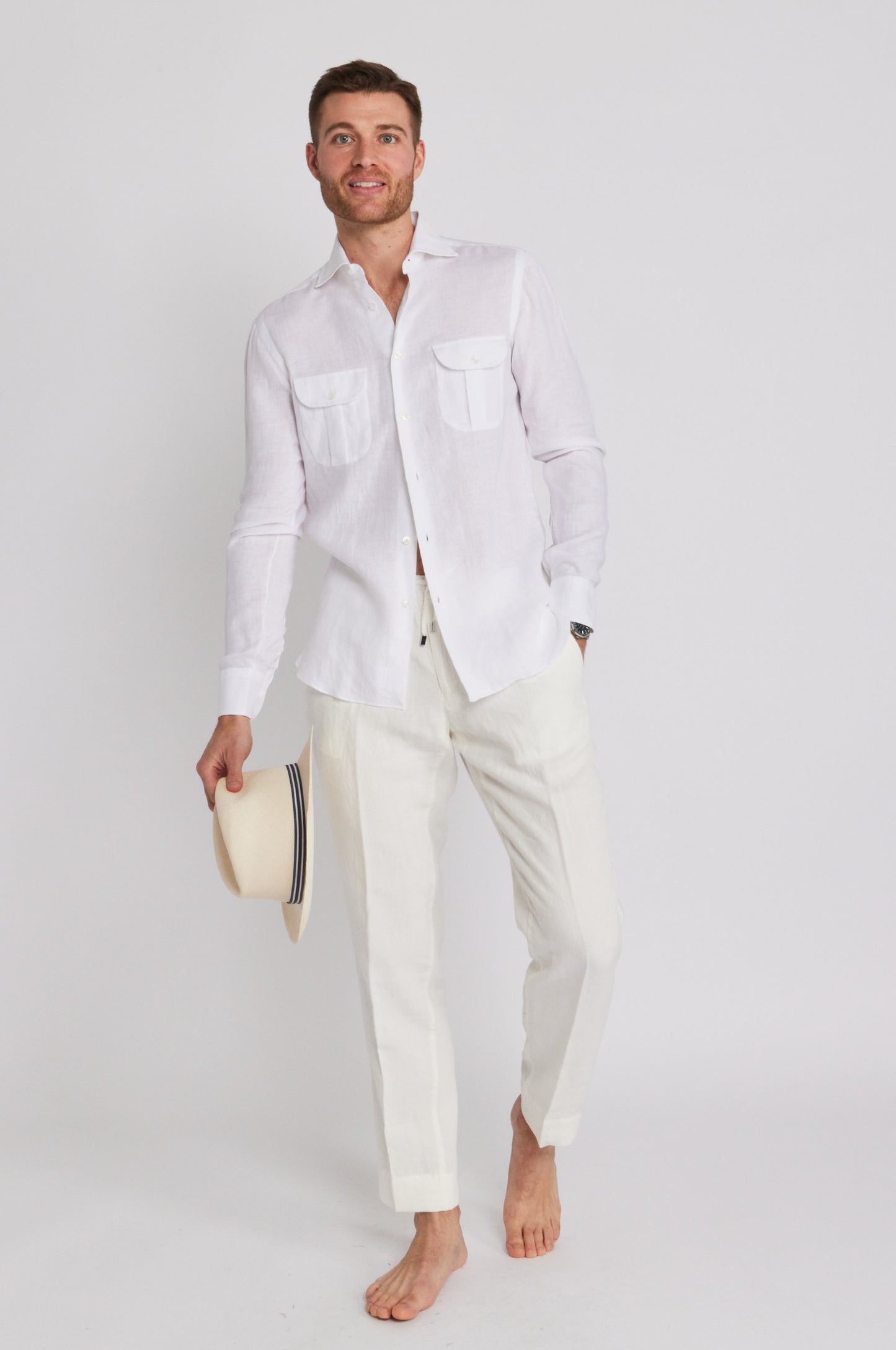 Linen Work Shirt in White