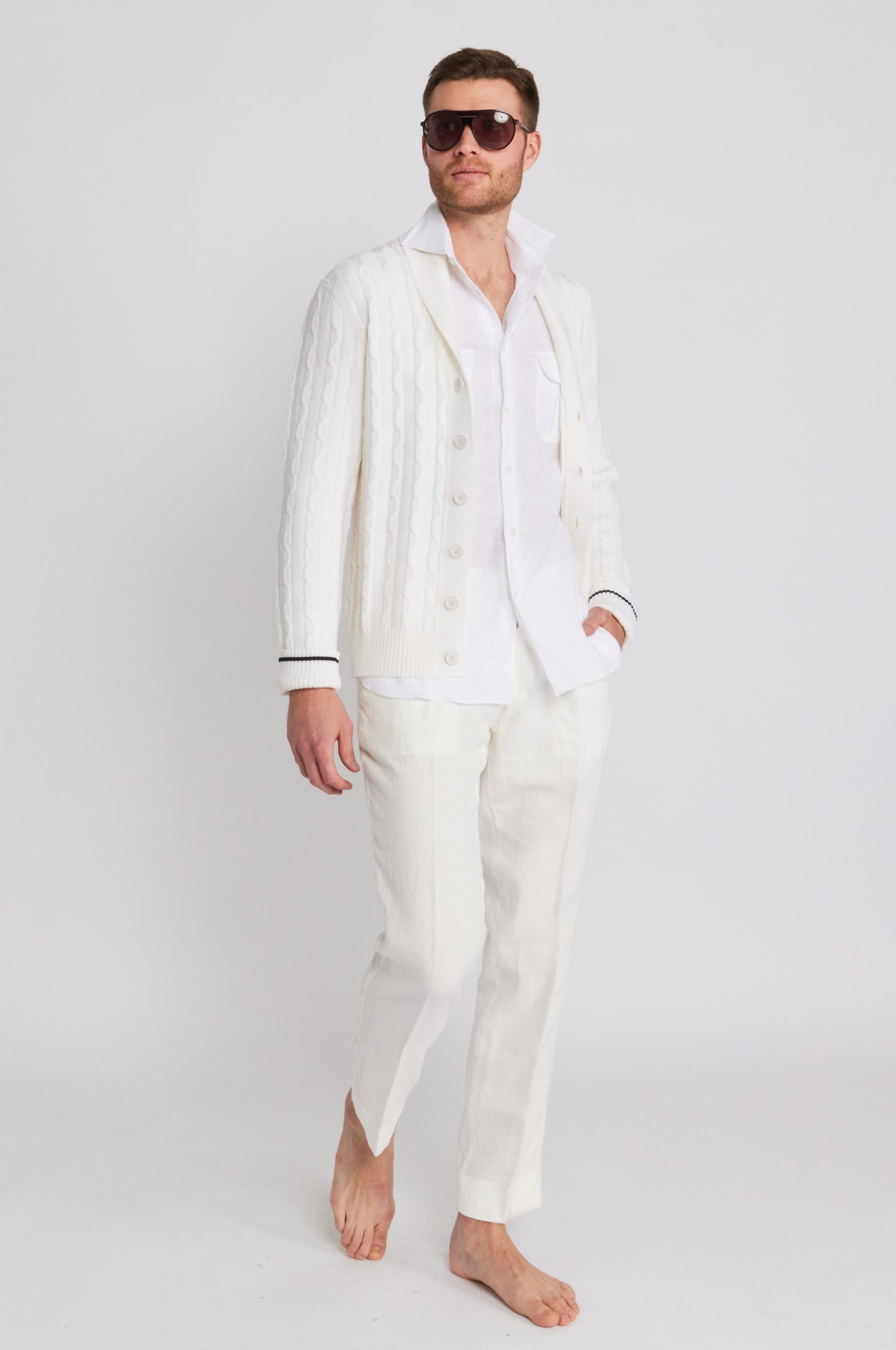 Lumiere Cable Knit Shawl Collar Sweater
