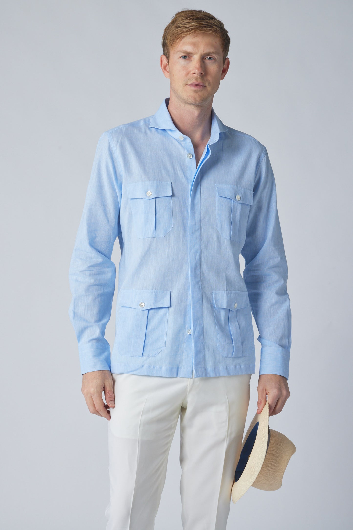 Linen Positano Shirt in Light Blue