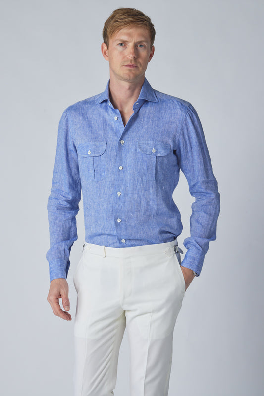 Linen Work Shirt in Blue