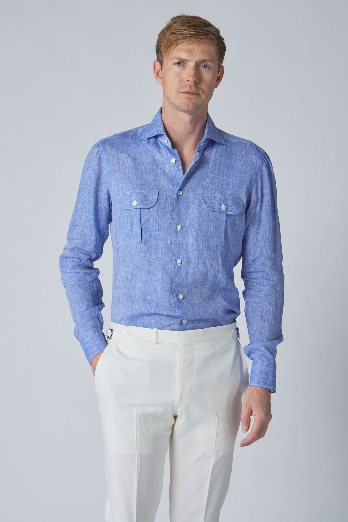 Linen Work Shirt in Blue