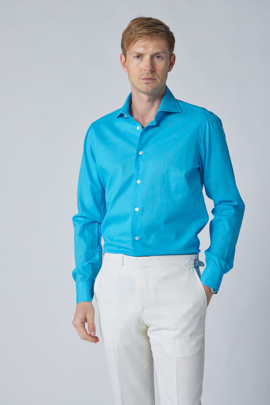 Aqua Textured Linen Shirt