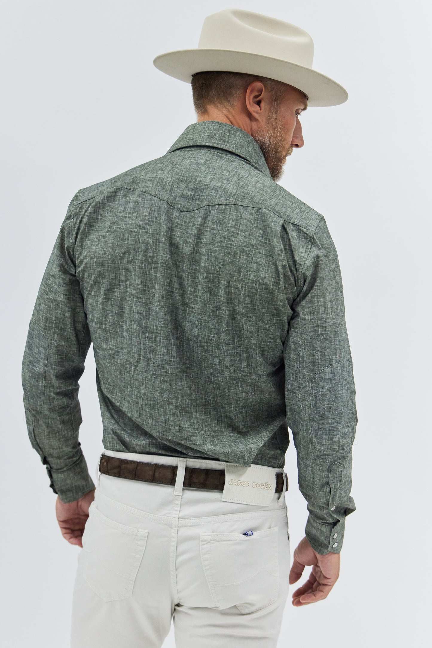 Kacey Performance Shirt in Sage Green Linen