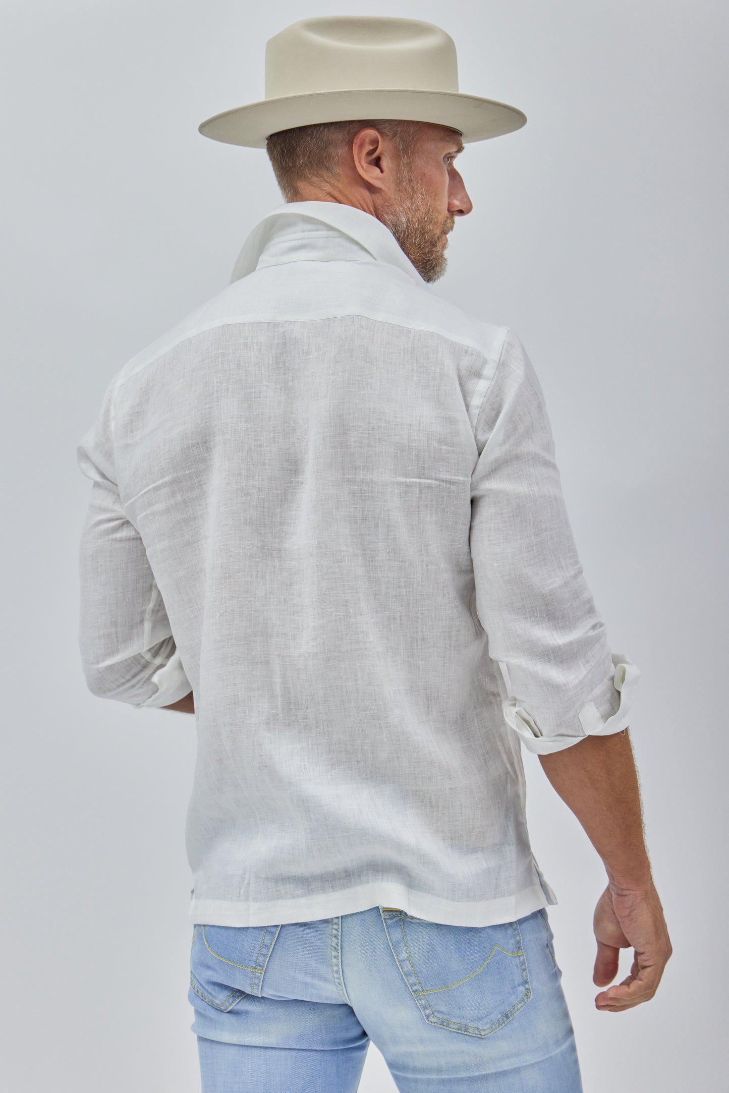Positano Work Shirt in White Linen