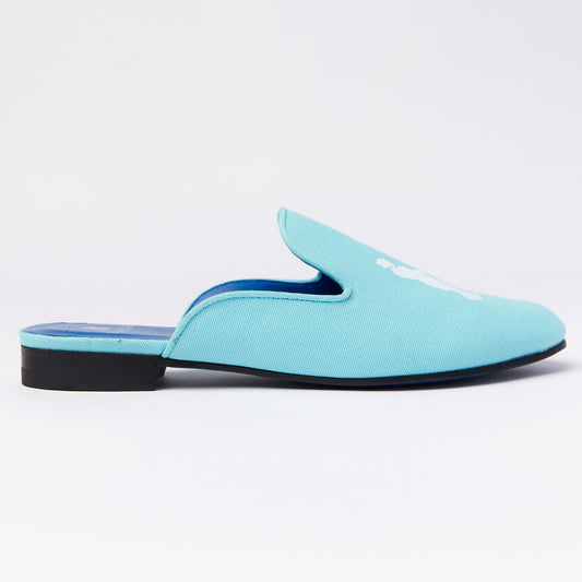 Mule in Aqua with White Logo