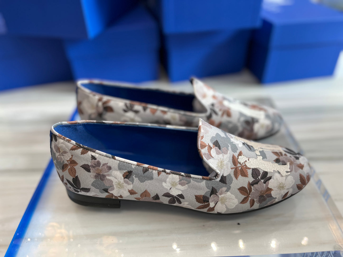Slipper in Liberty Floral with Ivory Logo