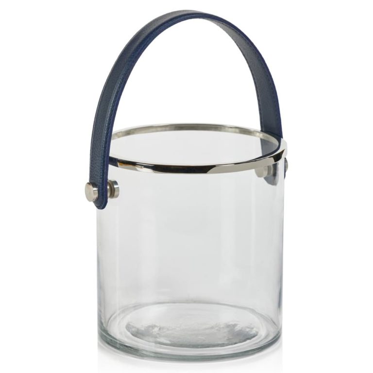 Laguna Glass, Nickel and Leather Ice Bucket
