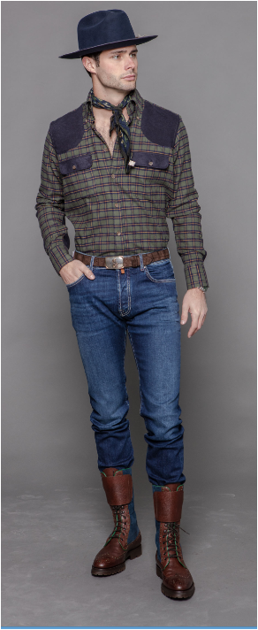 JD Field Shirt  in Green/Blue Plaid