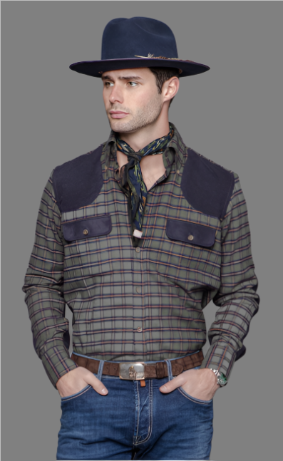 JD Field Shirt  in Green/Blue Plaid