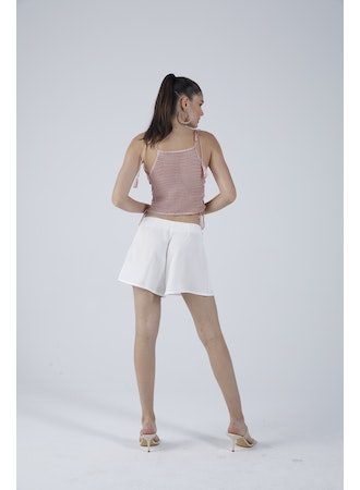 High Waist Pleated Mini Shorts in Snow White