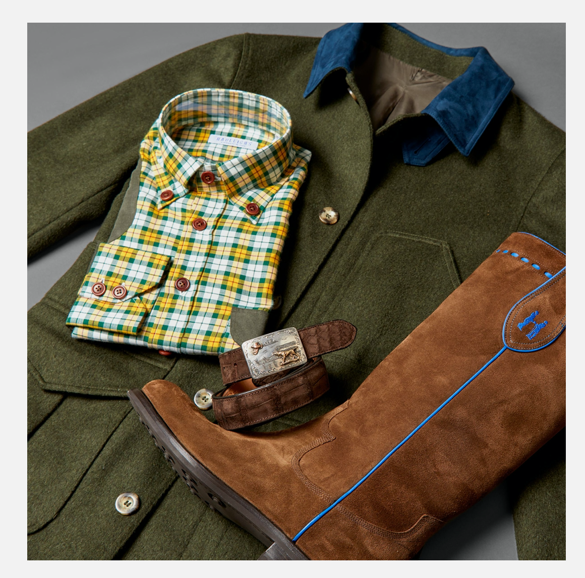 Rip Field Shirt in Yellow/Green Over Check