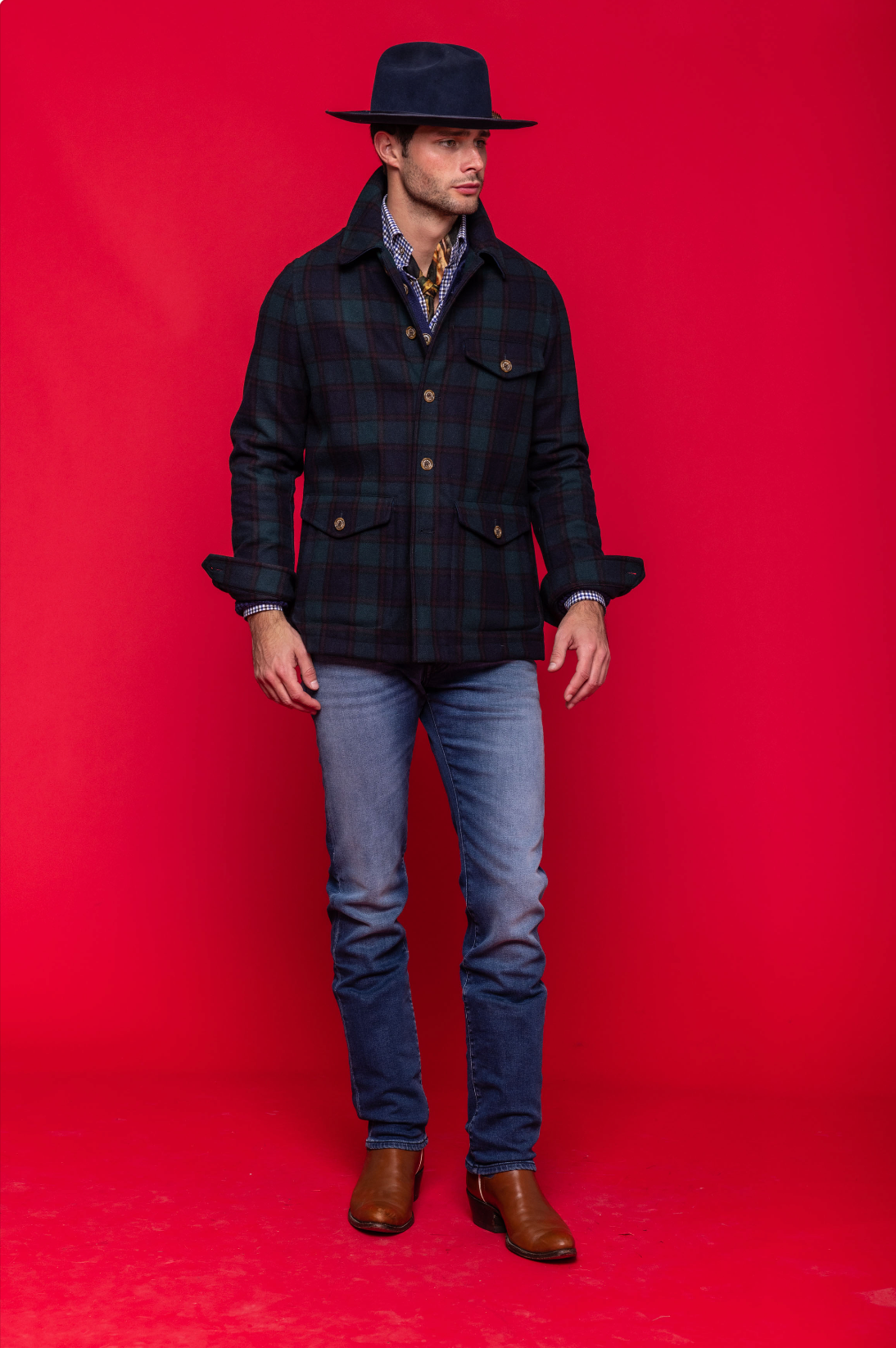 Marco Overshirt in Green Multi Plaid