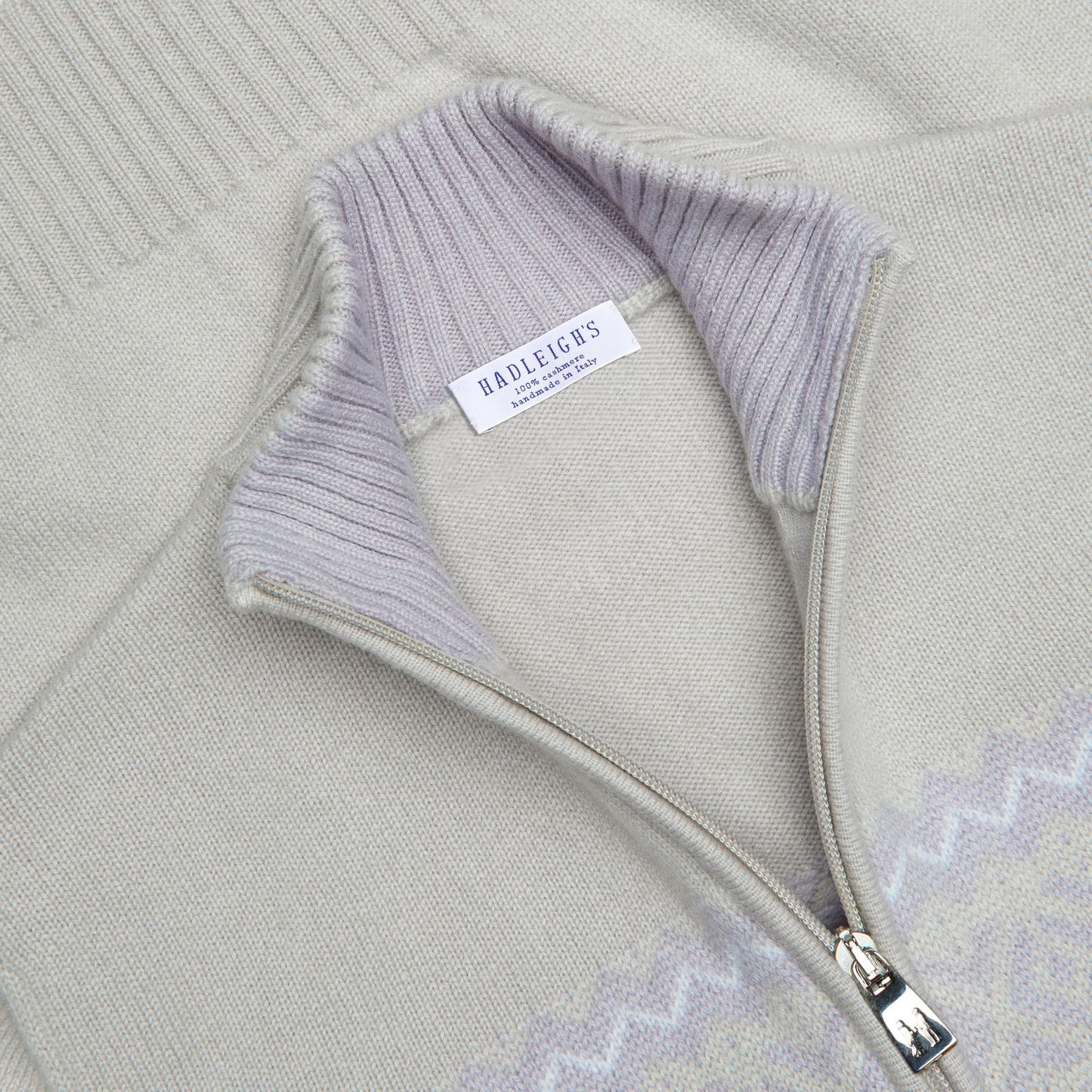 Full Zip Cash Fairisle Cardigan Tan