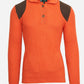 Waffleknit Collared Sweater in Orange with Sport Patches