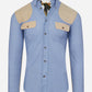 JD Performance Field Shirt in Blue with Tan