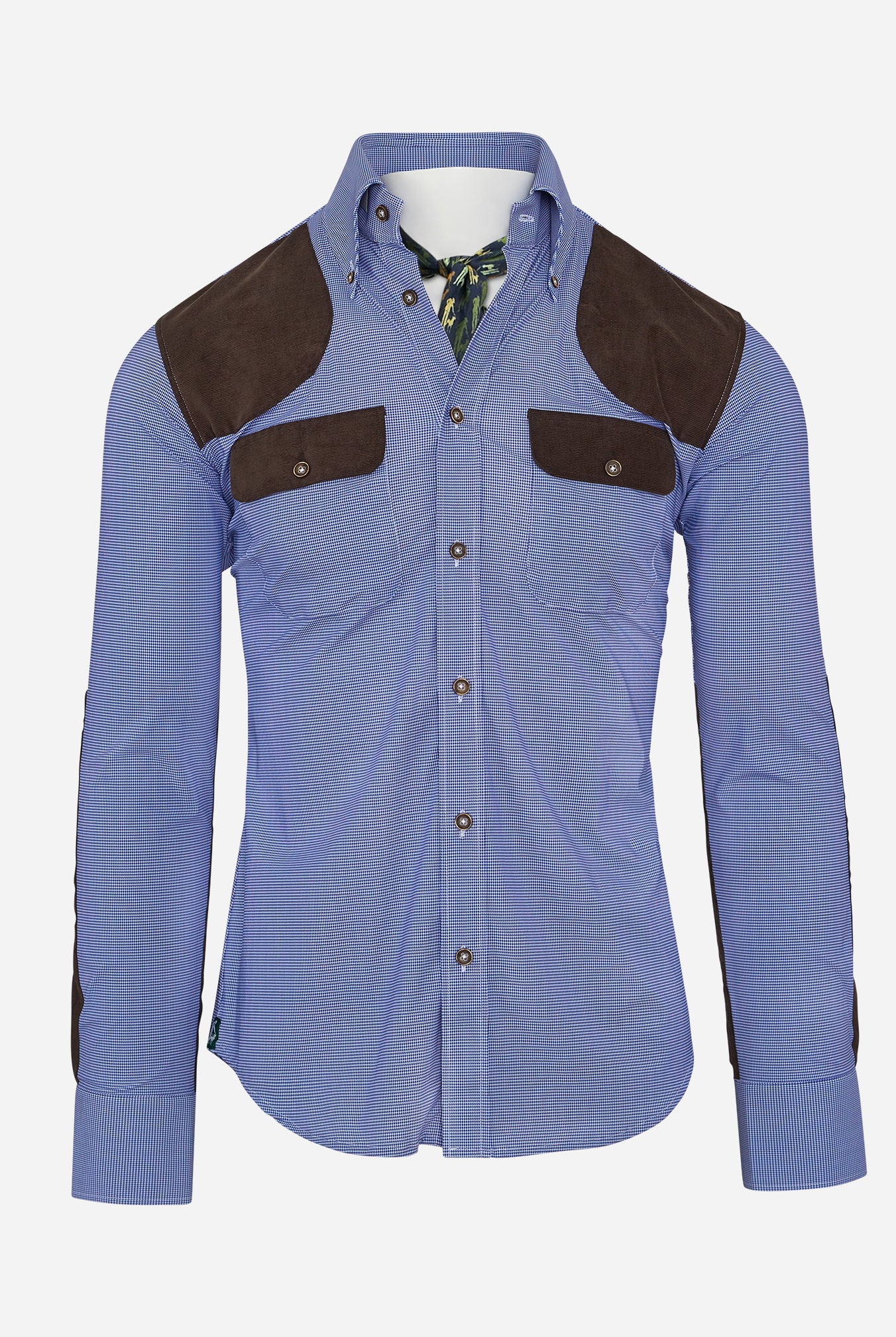 CDC Performance Field Shirt in Blue with Dark Brown