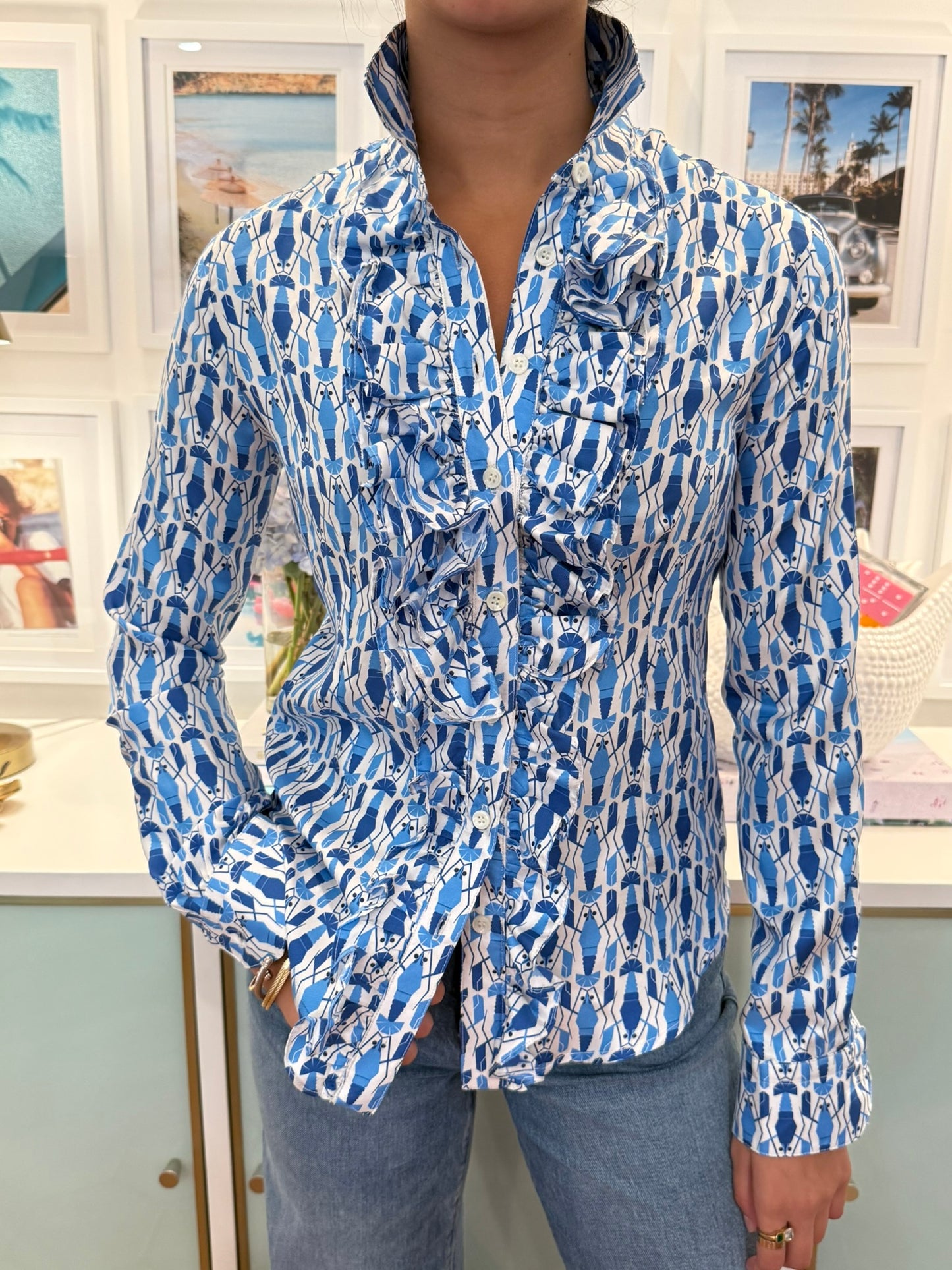 HGIRL BELINDA BLOUSE IN BLUE LOBSTER