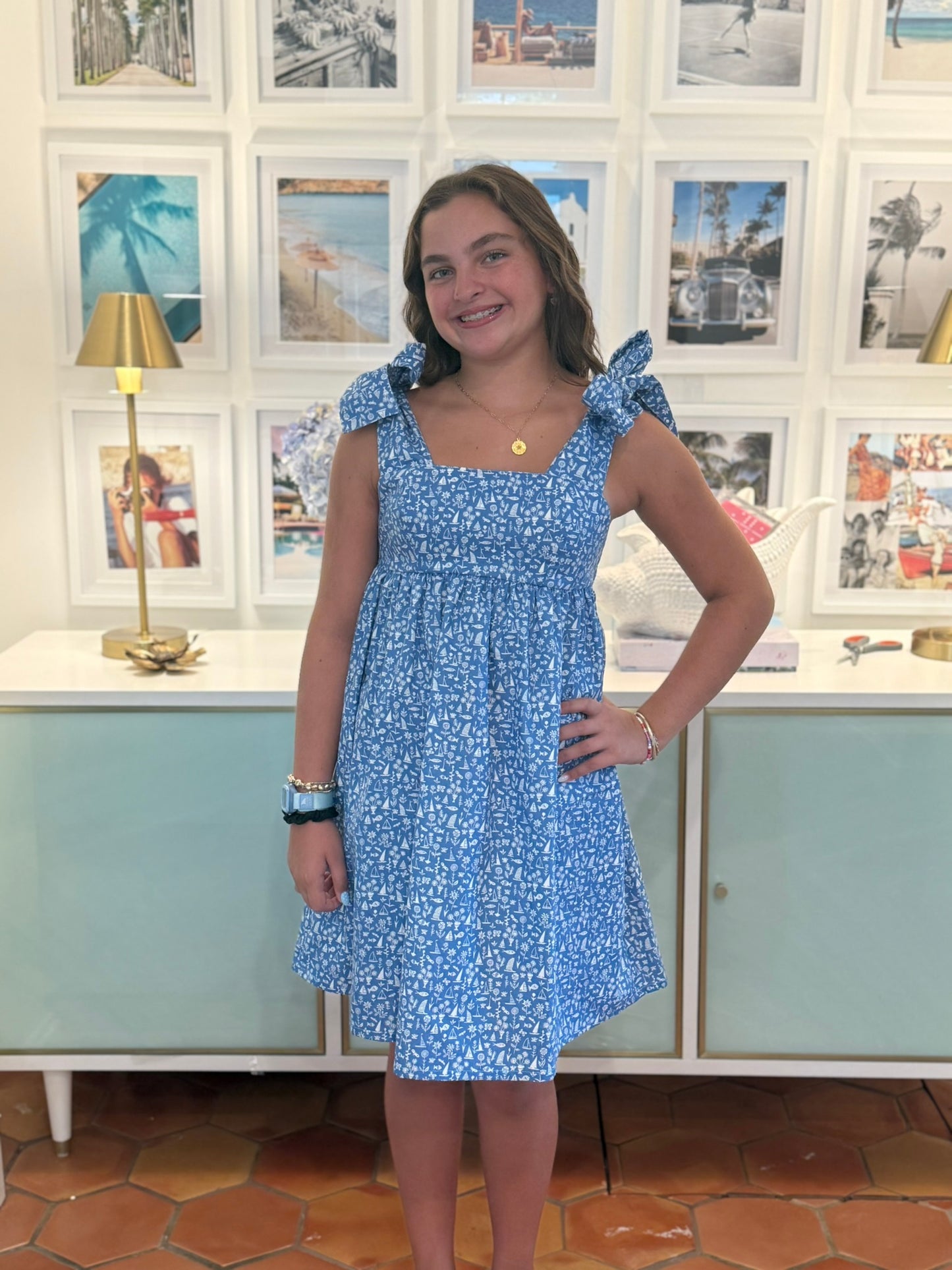 HGIRL JUNIOR EVY DRESS IN BLUE SAIL BOAT