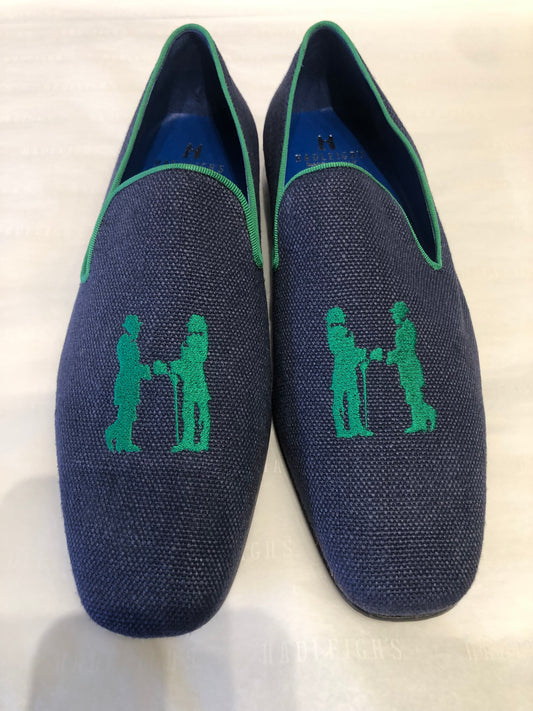 Slipper in Blue with Green Logo