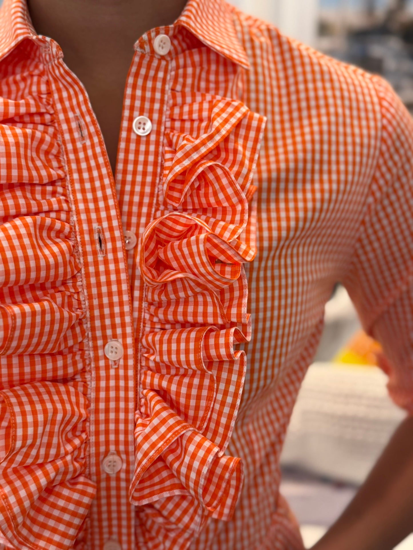 HGIRL BELINDA BLOUSE IN ORANGE GINGHAM