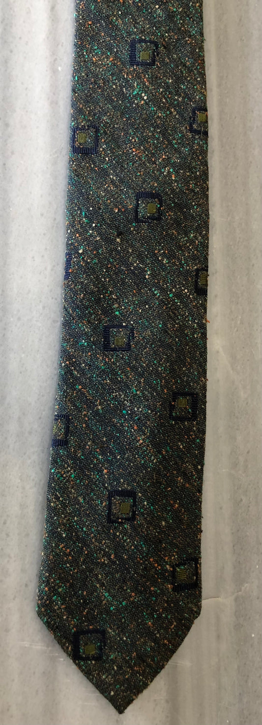 Tie in Green Tweed with Navy