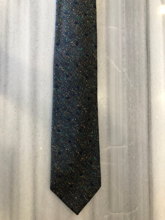 Tie in Dark Green Tweed with Navy