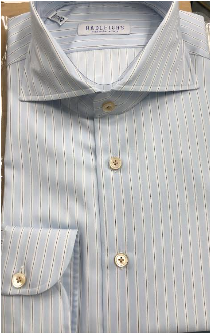 Spread Collar Dress Shirt in Light Blue Stripe