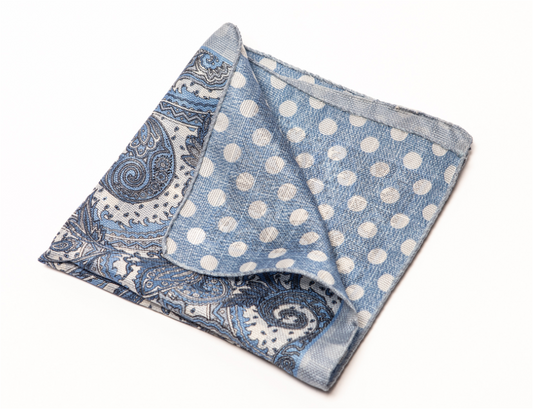 Blue Paisley Pocket Square