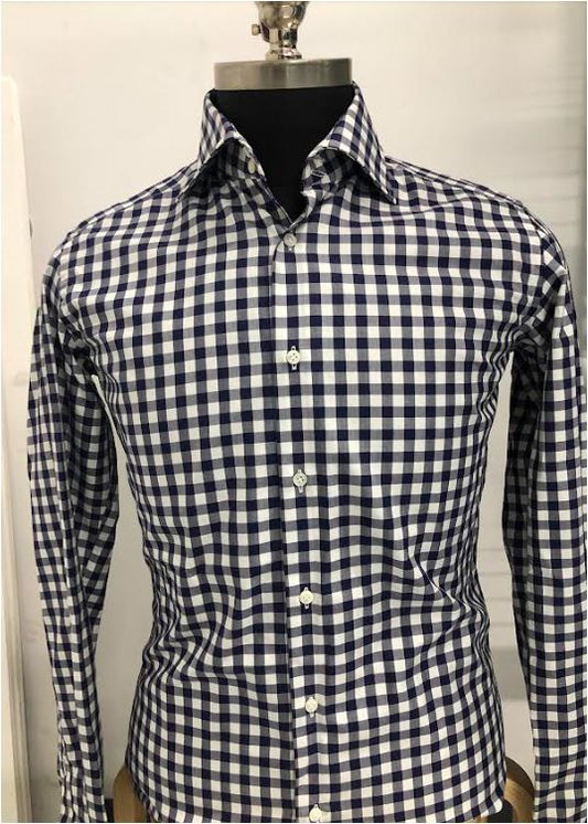 629/3 DK.BLUE Gingham Shirt