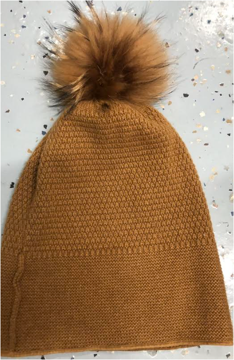 Fox Pom Hat in Camel