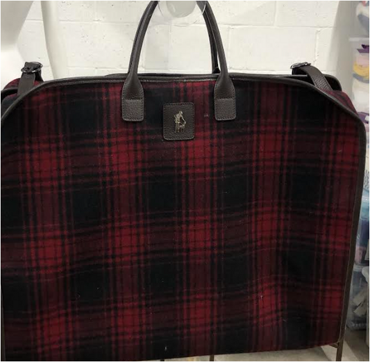 Wool Travel Garment Bag in Red/Black Buffalo Check