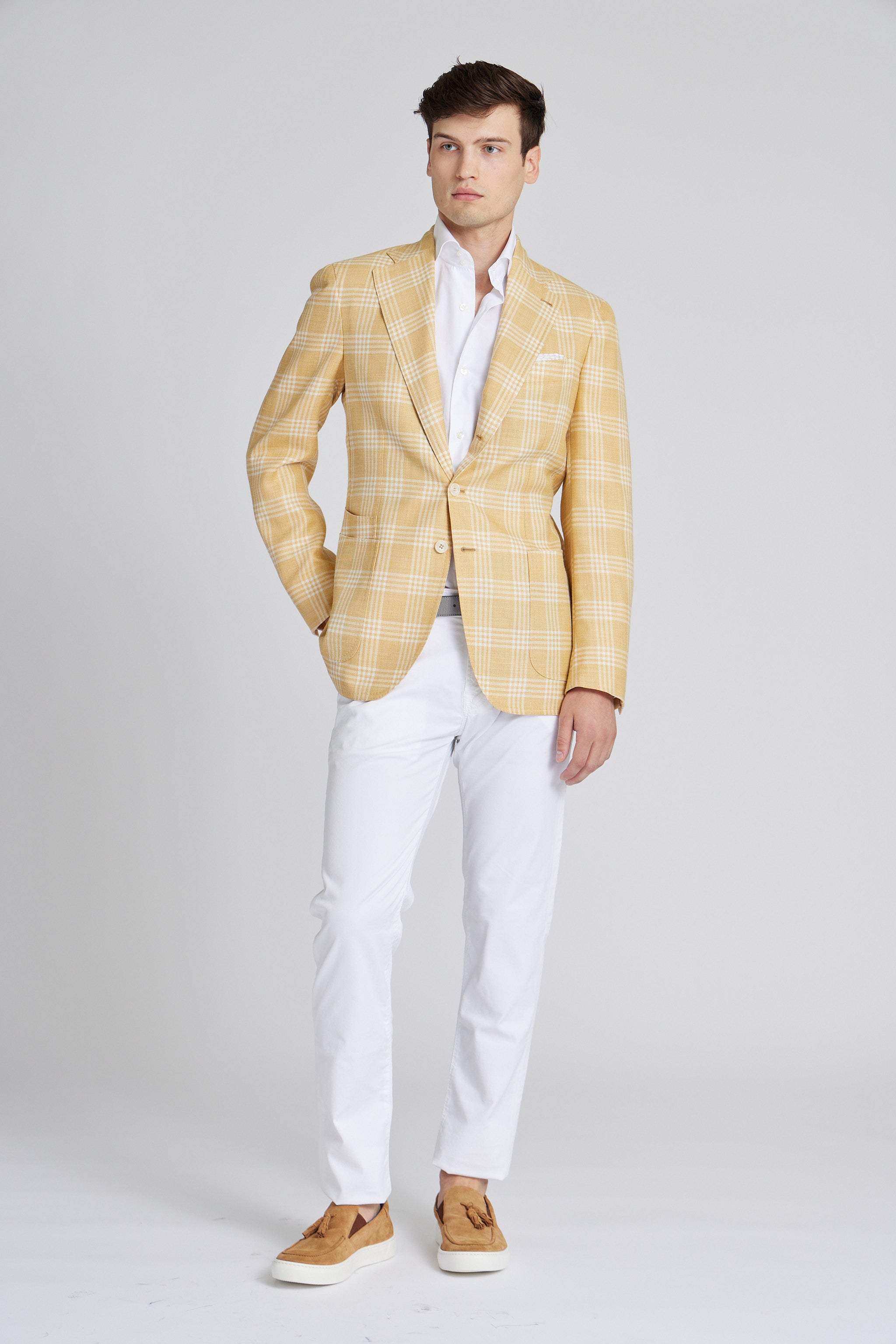 Yellow plaid blazer on sale mens