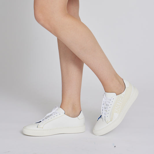 Jamie Sneaker in White with Yellow