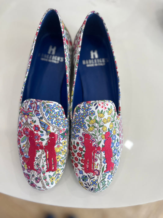 Audrey Slipper in Floral with Red Logo