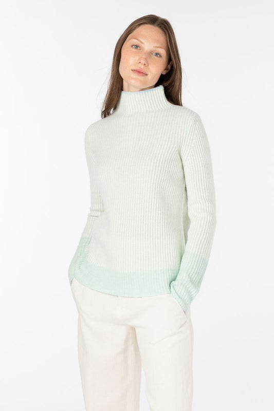 Plaited Funnel Sweater in Jade