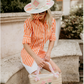 Fiona Blouse in Orange Bold Stripe