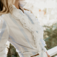 Belinda Blouse in White with Blue Stripe