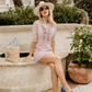 Belle Dress in Orange/Blue Stripe