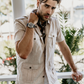 Positano S/S Work Shirt in Tan Linen