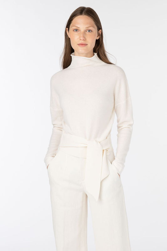 Tie Front Pullover in Ivory