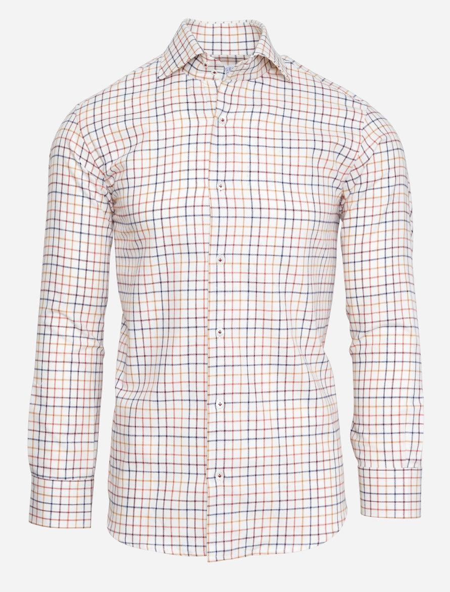 Sport Shirt in Tattersall White/Blue/Brown