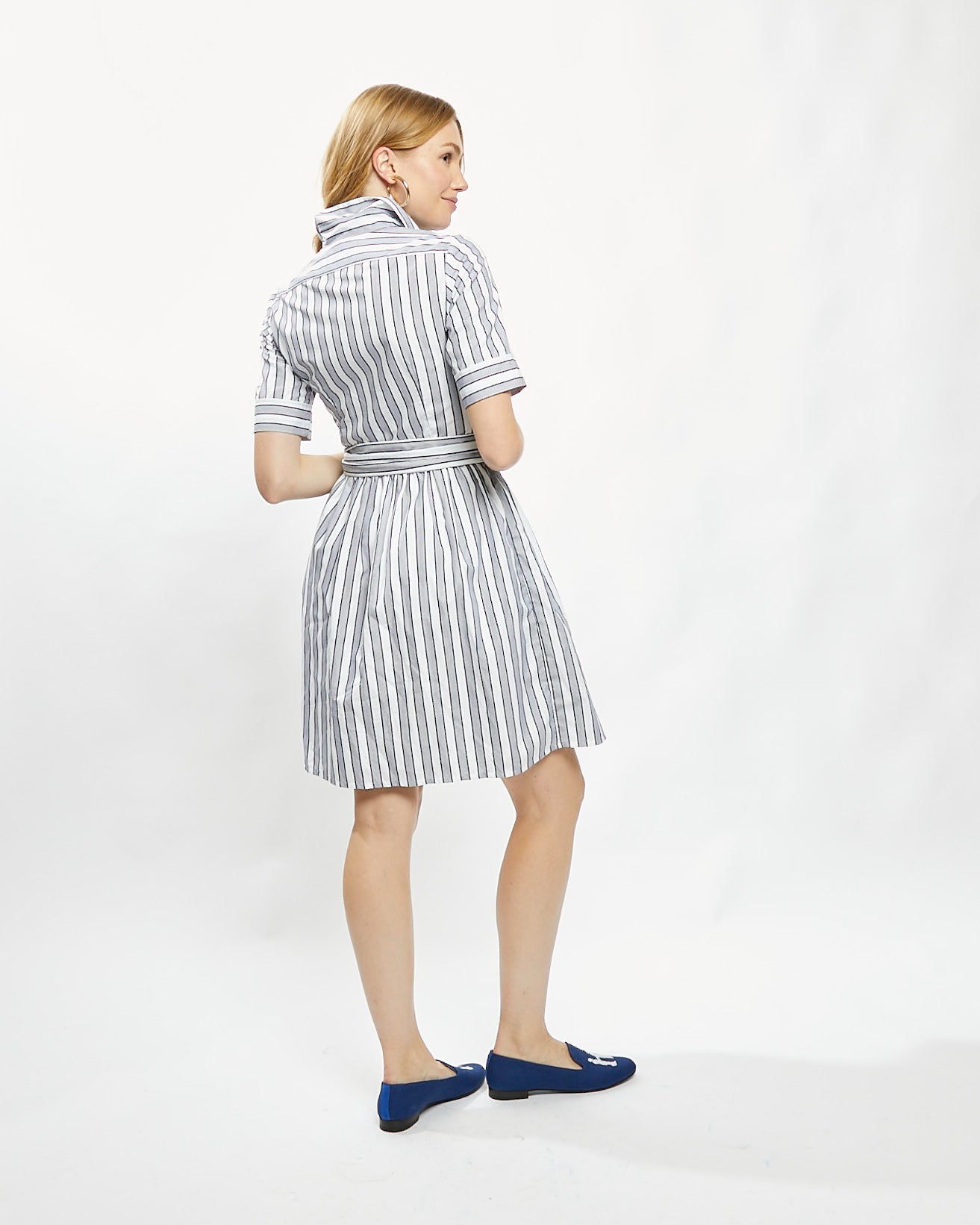Short Coupe Dress in Navy Stripe