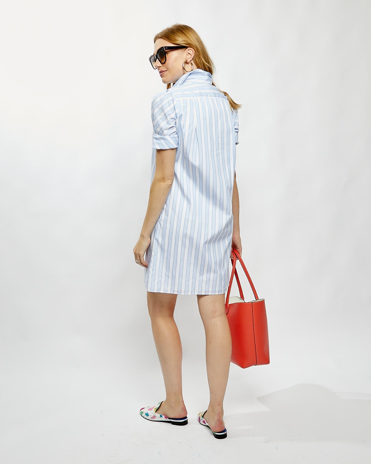 Tracy Dress Short in Blue Stripe