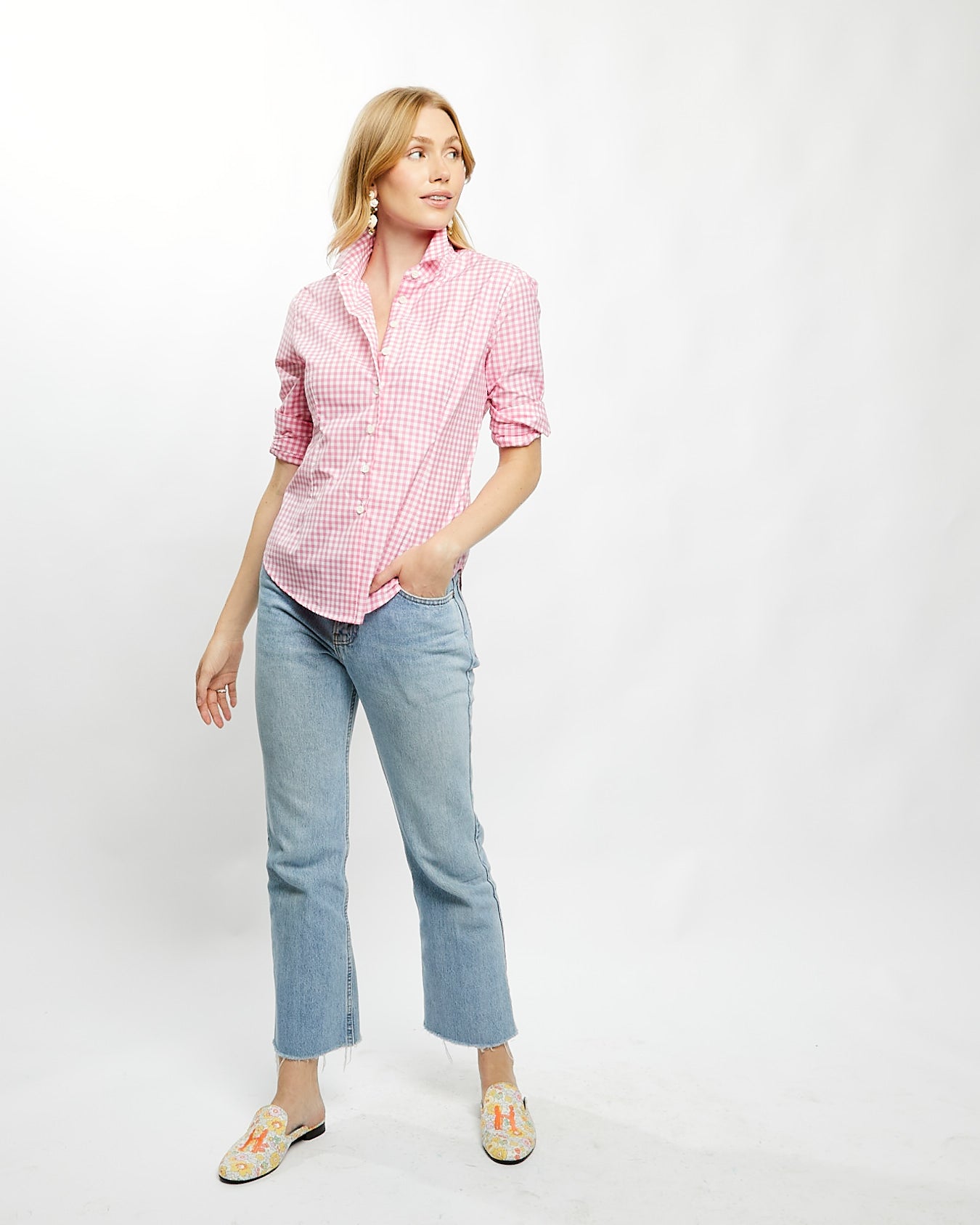 Fiona Blouse in Pink Gingham