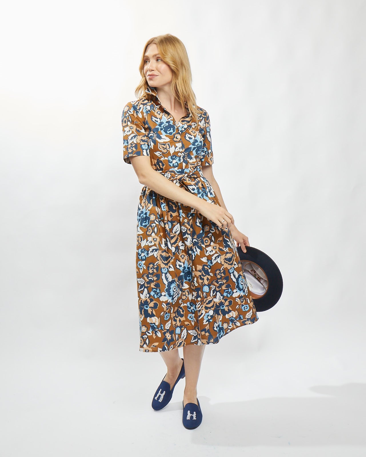 Long Coupe Dress in Wallpaper Brown